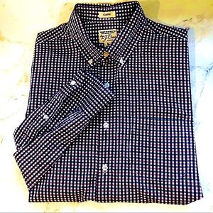 J. CREW LONG SLEEVE BUTTON DOWN OXFORD BURGUNDY INDIGO